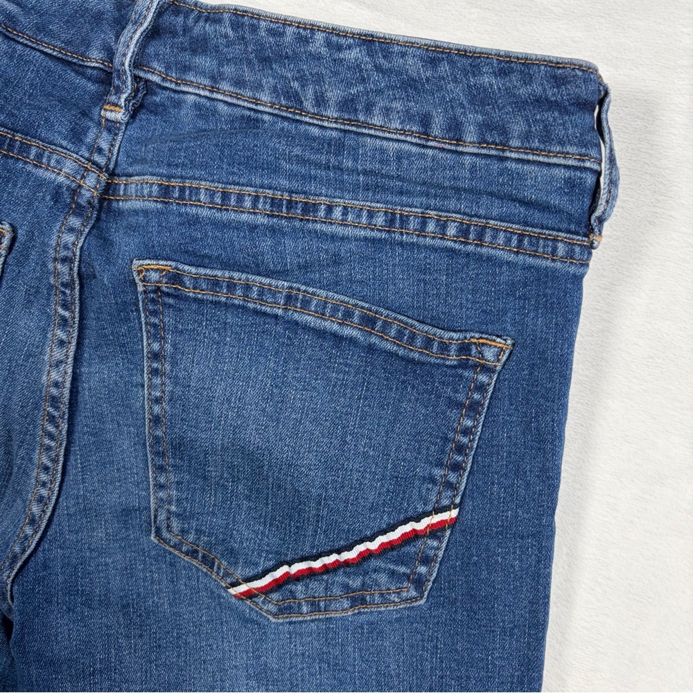 TOMMY HILFIGER y2k Logo Raleigh Straight Leg Mid Rise Blue Denim Jeans Pants 4 - Picture 5 of 9